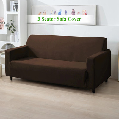 HOKiPO Velvet 3 Seater Sofa Plain Cover(Pack of 1 Brown)