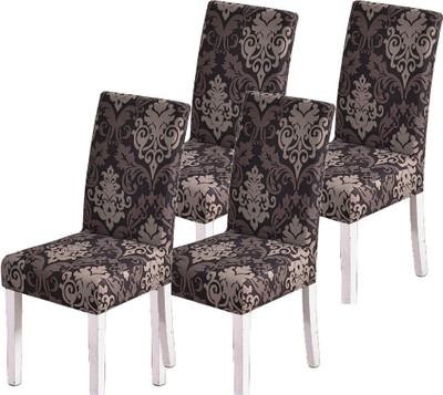 QUIRKYHUB Polycotton 1 Seater Chair Abstract Cover(Pack of 4 Brown)