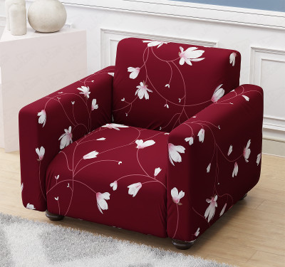 lukzer Polyester 1 Seater Sofa Floral Cover(Pack of 1 Maroon Flower)