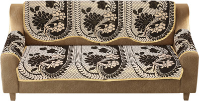AK Decor Cotton 3 Seater Sofa Floral Cover(Pack of 4 Brown)