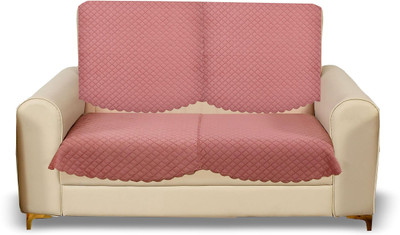 DEVANK Velvet Geometric 2 Seater Sofa Cover(Peach Pack of 1)