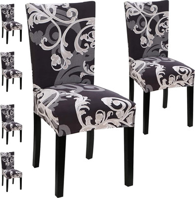 Winkel Polyester Plain 6 Seater Chair Cover(Dark Grey Pack of 6)