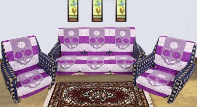 KUBER INDUSTRIES Cotton Floral Sofa Cover(Purple Pack of 6)