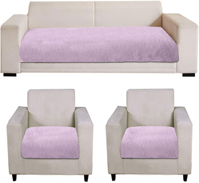 F i Polyester Plain 3+1+1 Seater Sofa Cover(Lilac Pack of 3)