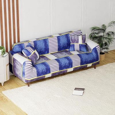 lukzer Polyester Geometric 3 Seater Sofa Cover(Multi Patch Design Pack of 1)