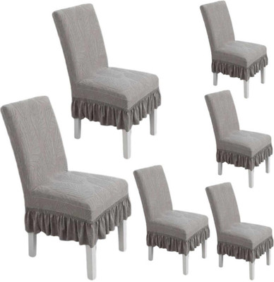 vinsano Jacquard 1 Seater Chair Plain Cover(Pack of 6 grey)