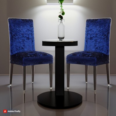 NAYACOLLECTION Velvet Plain Chair Cover(Royal Blue Pack of 2)