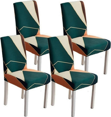 QUIRKYHUB Polycotton Geometric 4 Seater Chair Cover(Multicolor Pack of 4)