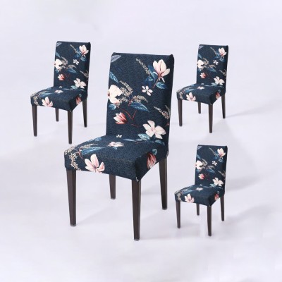 Sunrise Polyester Floral Chair Cover(BLUE FLOWER Pack of 6)