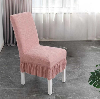 vinsano Jacquard 1 Seater Chair Plain Cover(Pack of 6 pink)
