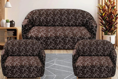 Gifts Island Polyester Abstract 3+1+1 Seater Sofa Cover(Brown Marble Pack of 3)