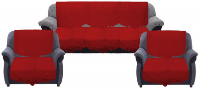 KUBER INDUSTRIES Cotton Geometric 3+1+1 Seater Sofa Cover(Maroon Pack of 6)