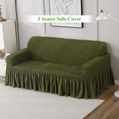 HOKiPO Polyester Plain Sofa Cover(Forest Green Pack of 1)