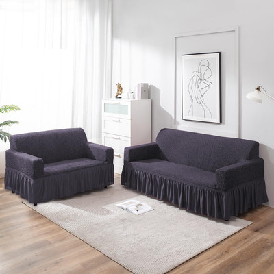 HOKiPO Jacquard 3+2 Seater Sofa Floral Cover(Pack of 2 Abbey Grey)
