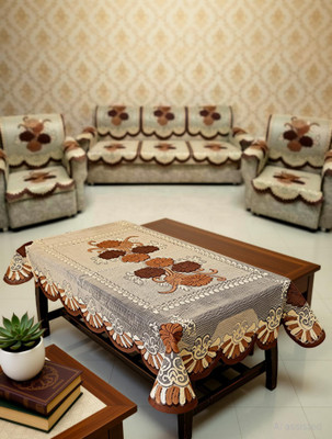 Sajavat Polycotton 3 Seater Sofa Floral Cover(Pack of 2 BROWN)