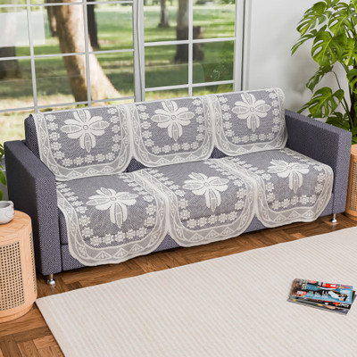 KUBER INDUSTRIES Cotton Geometric 3 Seater Sofa Cover(Yellow Pack of 6)