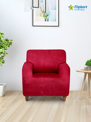 Flipkart SmartBuy Polyester Plain 1 Seater Sofa Cover(Red Pack of 1)
