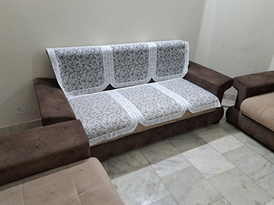 EASTTARDOMM Polycotton 3+1+1 Seater Sofa Floral Cover(Pack of 2 Grey)