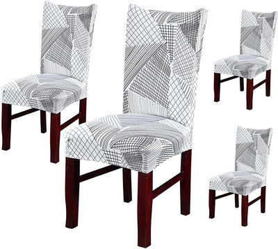 Winkel Polyester Plain 1 Seater Chair Cover(White Pack of 4)