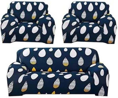 ADstore Polyester Abstract 3+1+1 Seater Sofa Cover(Blue Pack of 1)