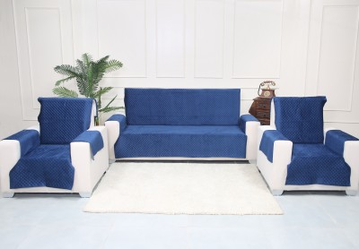 Alliance Velvet Geometric Sofa Cover(Blue Pack of 3)