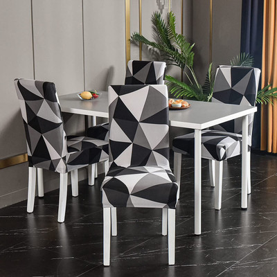 ADstore Polycotton 1 Seater Chair Abstract Cover(Pack of 4 Black & White Box)
