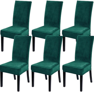 Stuff N' Fluff Polyester Plain 6 Seater Chair Cover(Teal Pack of 6)