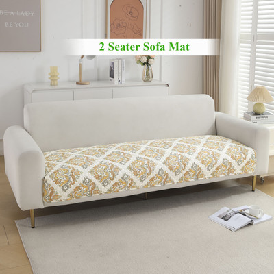 HOKiPO Polyester Damask 2 Seater Sofa Cover(Damask Beige Pack of 1)