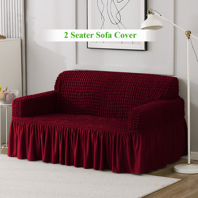 HOKiPO Polyester 2 Seater Sofa Plain Cover(Pack of 1 Wine)