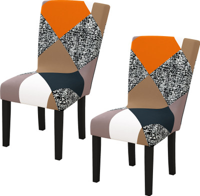 Story@home Polyester Geometric 1 Seater Chair Cover(Yellow Pack of 2)