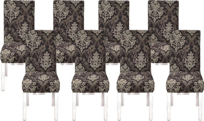 NAYISHI Polycotton 1 Seater Chair Geometric Cover(Pack of 8 Brown)