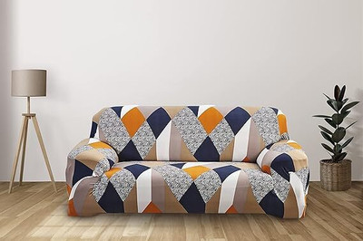 tansh Polyester Geometric 3 Seater Sofa Cover(Multicolor Pack of 1)
