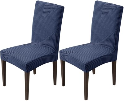 HOUSE OF QUIRK Jacquard Checkered Chair Cover(Blue Pack of 2)