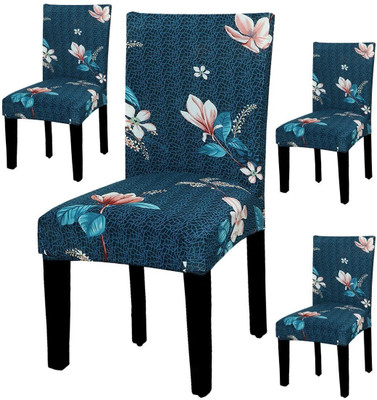 Eleganta Polycotton 1 Seater Chair Floral Cover(Pack of 6 Blue)