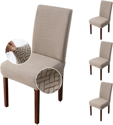 vinsano Jacquard Plain 4 Seater Chair Cover(Beige Pack of 4)