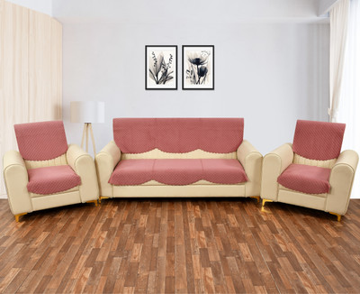 DFH Velvet 3+2 Seater Sofa Plain Cover(Pack of 6 Lavender)