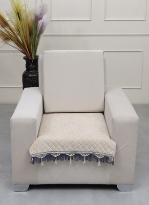 AAZEEM Velvet 1 Seater Sofa Plain Cover(Pack of 1 Beige)