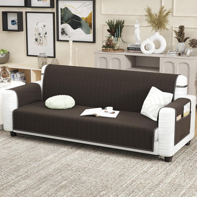 lukzer Polyester Plain 4 Seater Sofa Cover(Chocolate Brown Pack of 1)