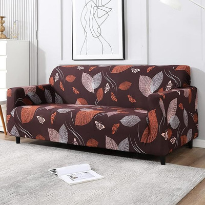 HOMYFY Polyester, Polycotton Abstract 3+1+1 Seater Sofa Cover(BROWN Pack of 3)