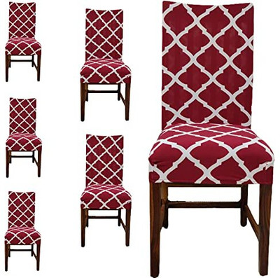 shringoori creations Polycotton 1 Seater Chair Geometric Cover(Pack of 6 Maroon)