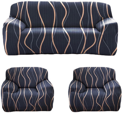 shringoori creations Polyester 3+1+1 Seater Sofa Floral Cover(Pack of 1 Blue)