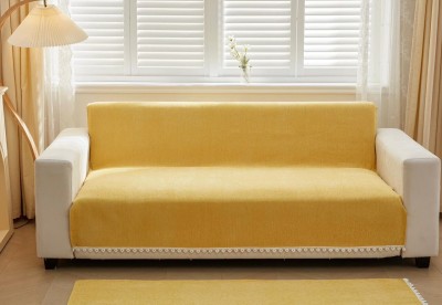 Home Cloud Cotton Striped Sofa Cover(Yellow Pack of 1)