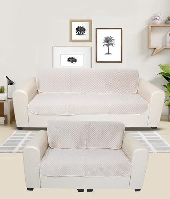 A.P HANDLOOM Velvet Plain 3+1+1 Seater Sofa Cover(Beige Pack of 4)