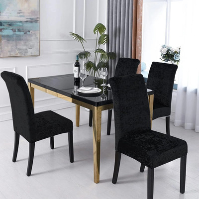 Aranaya Decore Velvet 1 Seater Chair Plain Cover(Pack of 4 Black)