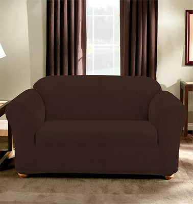 lukzer Jacquard Checkered 2 Seater Sofa Cover(Textured Brown Box Pattern Pack of 1)