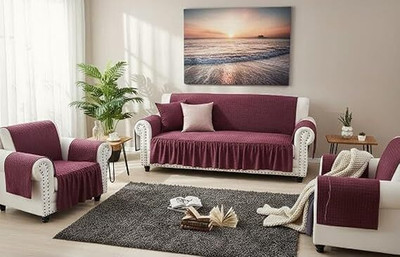 Casanest Velvet 3+1+1 Seater Sofa Plain Cover(Pack of 1 Maroon)