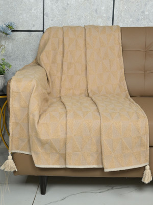 Saral Home Polyester Geometric 3 Seater Sofa Cover(BEIGE Pack of 1)