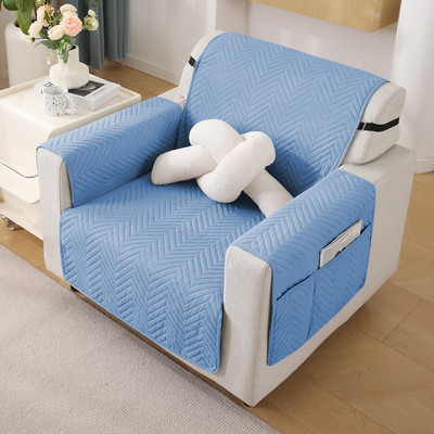 HOKiPO Polyester 1 Seater Sofa Plain Cover(Pack of 1 Blue)