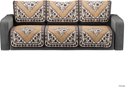 HOMESTIC Cotton 3 Seater Sofa Floral Cover(Pack of 6 Brown)
