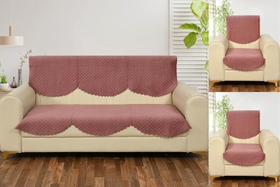 Hardeep Velvet Geometric Sofa Cover(Rose Pack of 6)